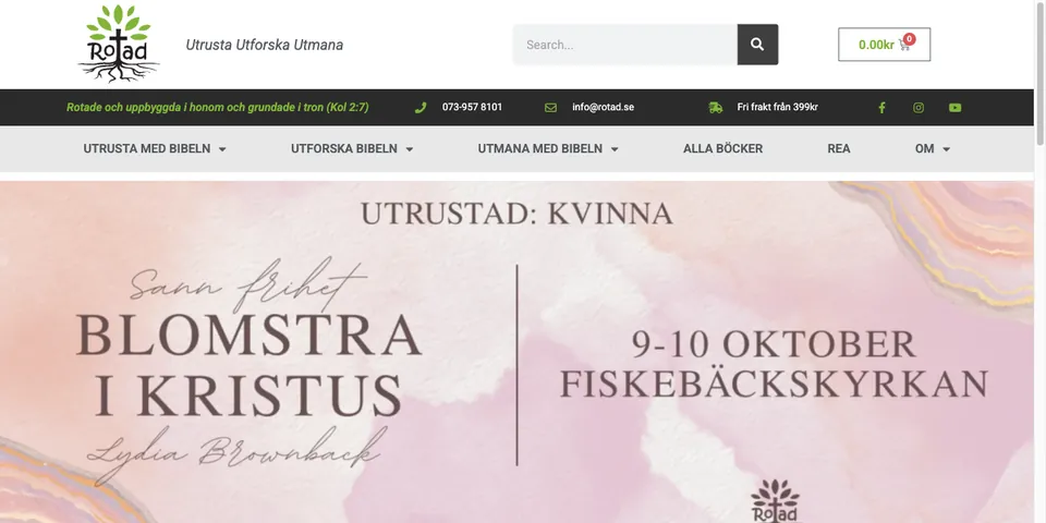 Skärmbild av rotad.se.